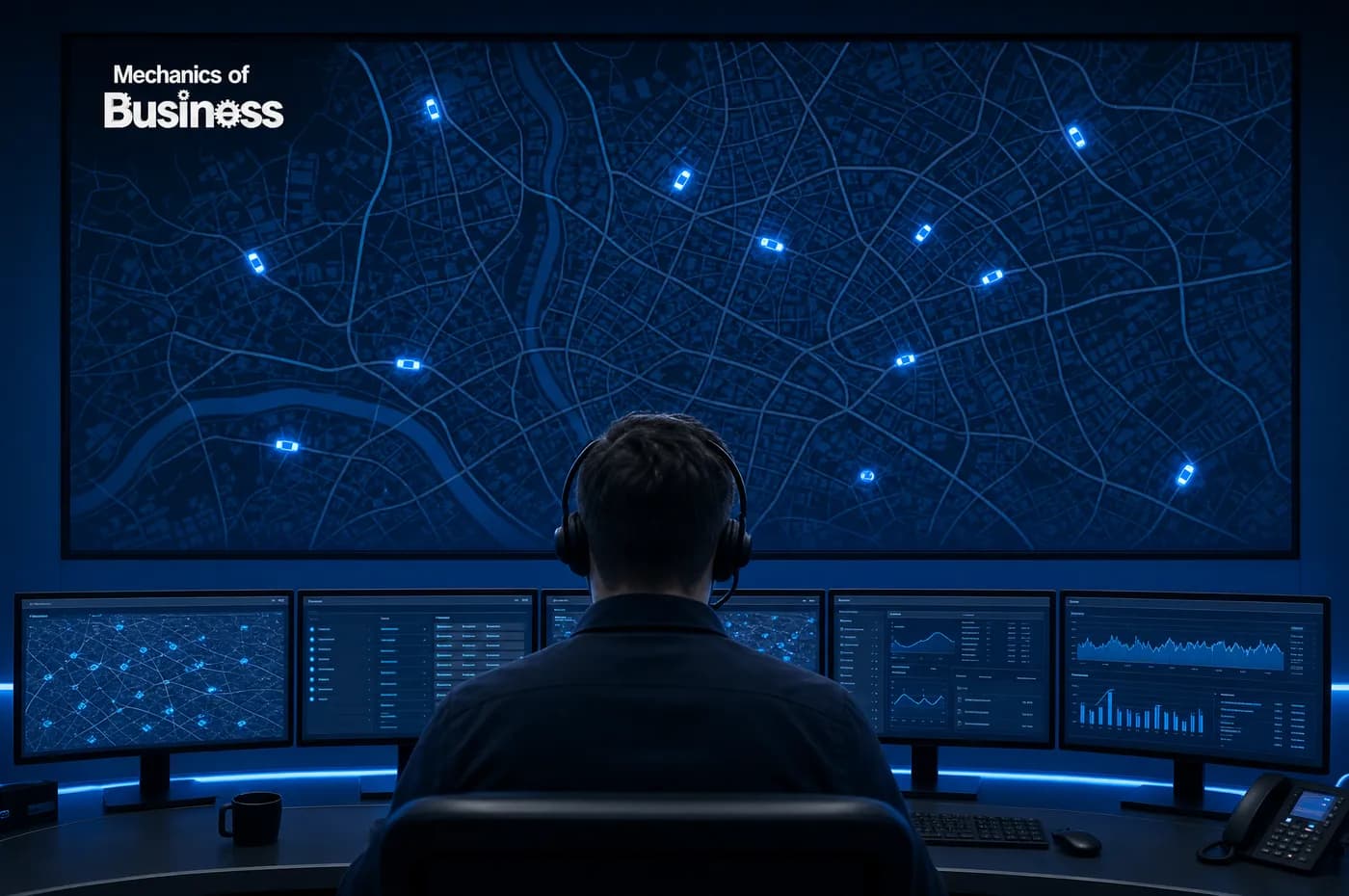 Private hire dispatch operations on a control-room screen